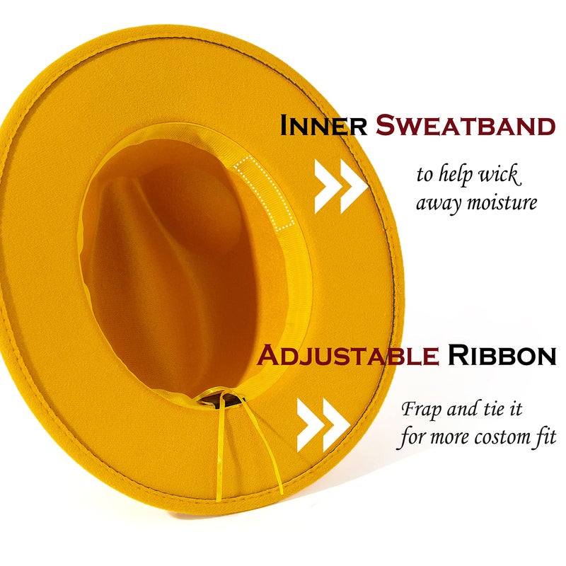 Lisianthus Women Belt Buckle Fedora Hat (Yellow) - Image 4